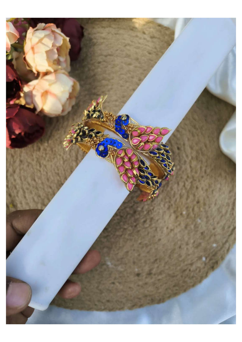 parrot bangles ( Dark blue with baby pink)